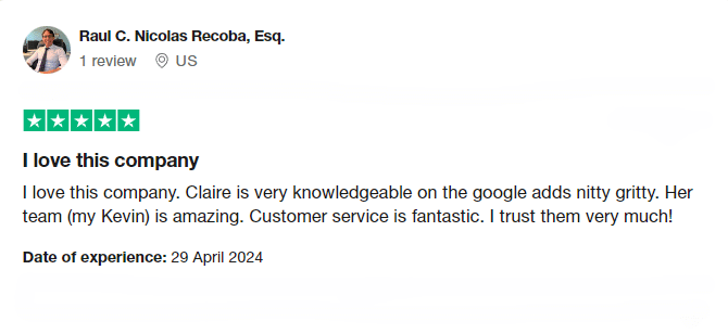 Review of Claire Jarrett's Google Ads Consultant services