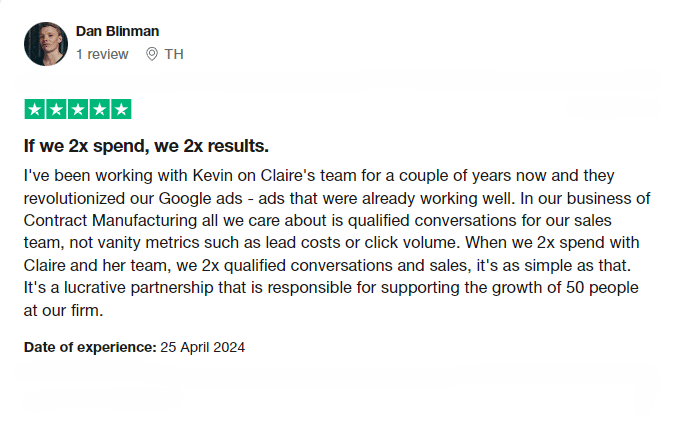Review of Claire Jarrett's Google Ads Consultant services