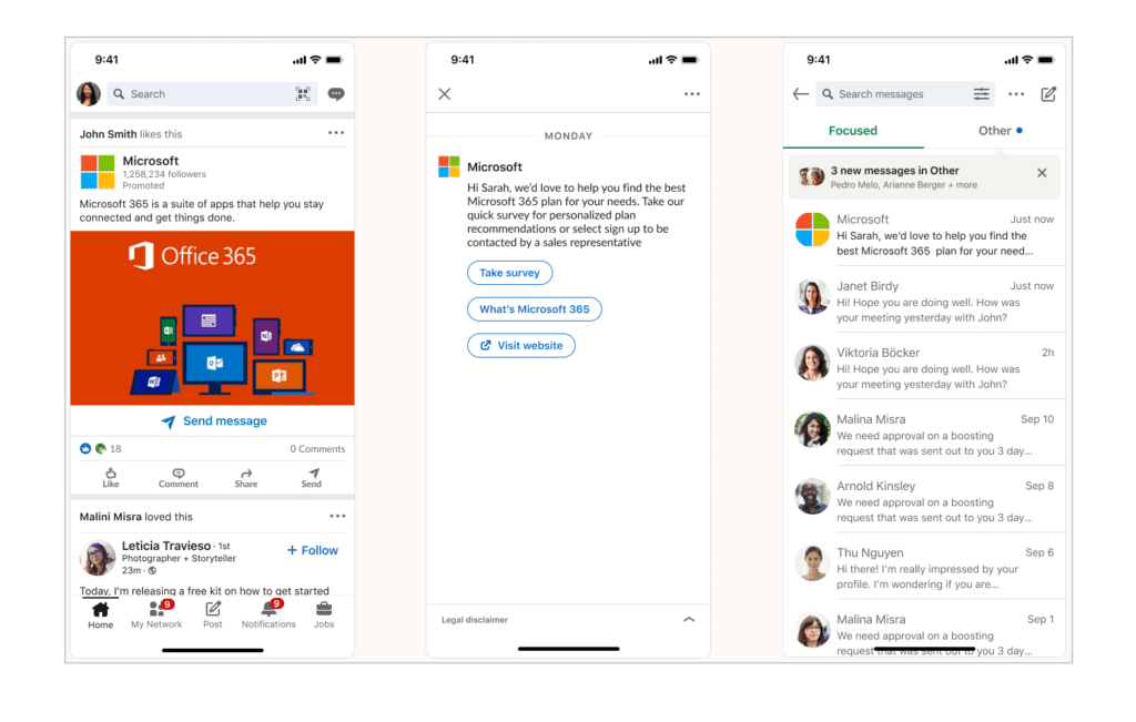 An example of LinkedIn click-to-message ads