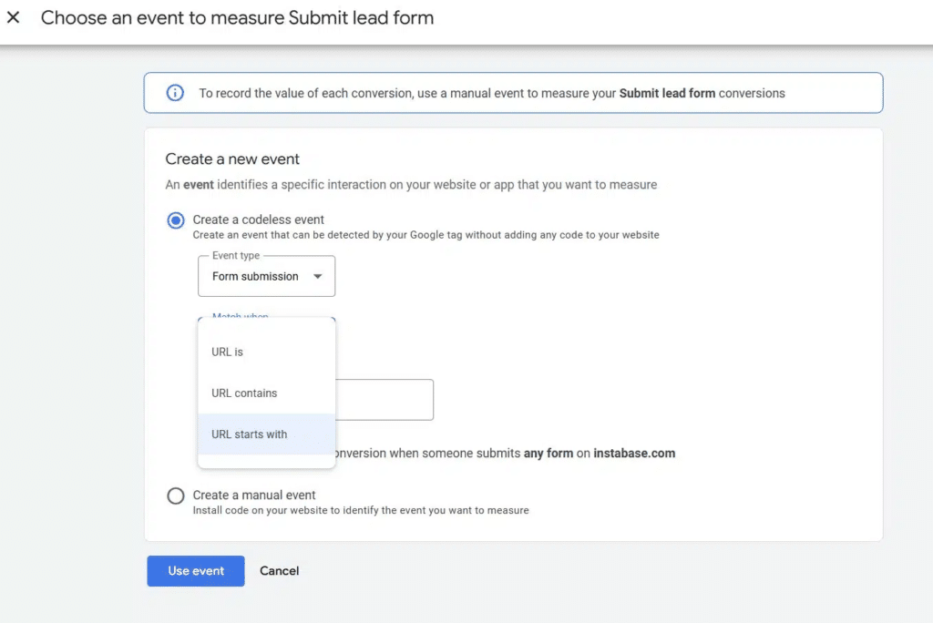 google ads codeless conversion tracking