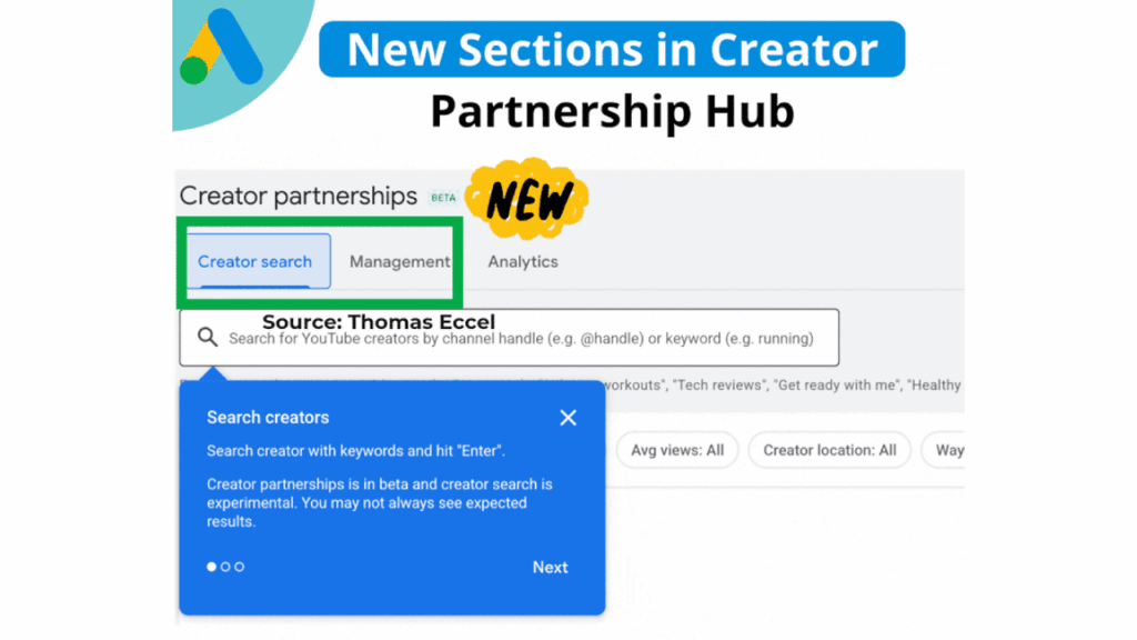 The new Google Ads Partnerships Hub interface announced in January 2026