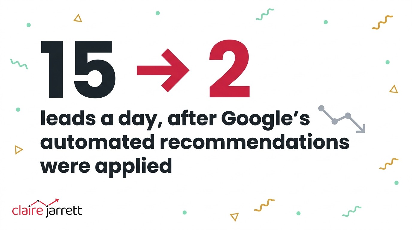 From 15 leads a day to 2 — what happened to an orthodontics practice after Google's automated recommendations were applied to the account