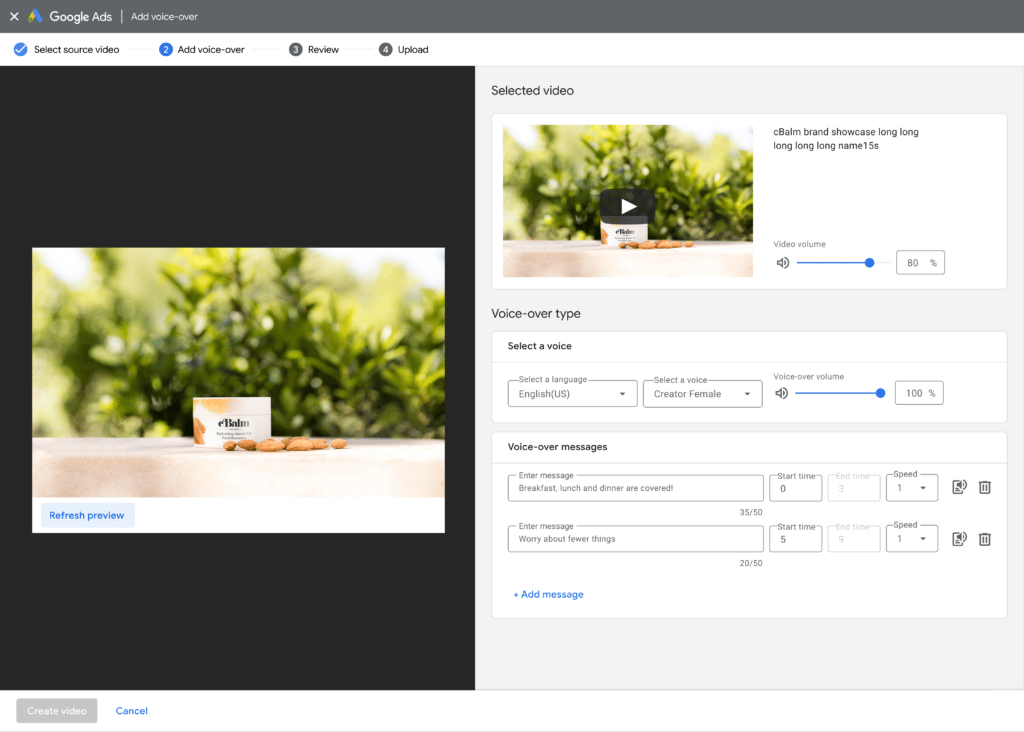Google Ads voiceover for YouTube ads