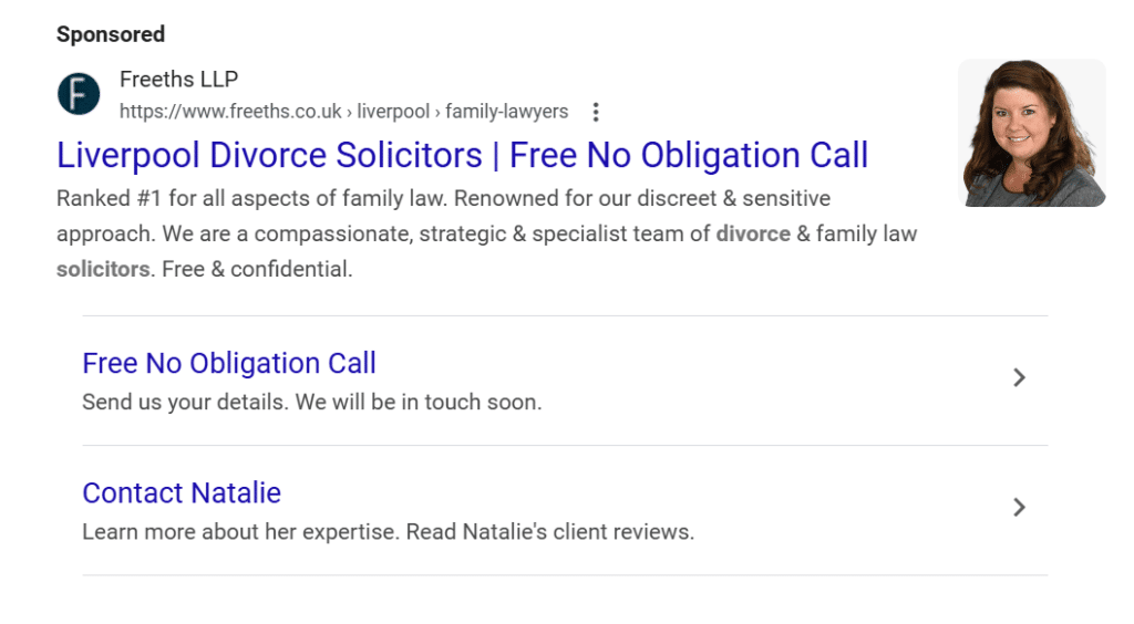 example of a google ad for family lawyers