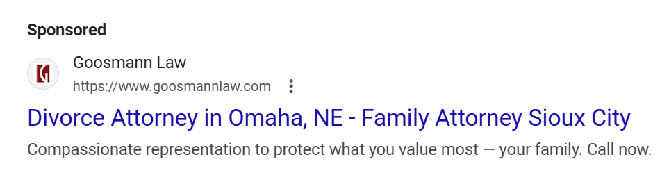 an example of a great google ad for divorce lawyers