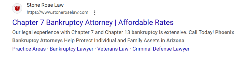 example of a great google ads campaign for bankruptcy attorneys